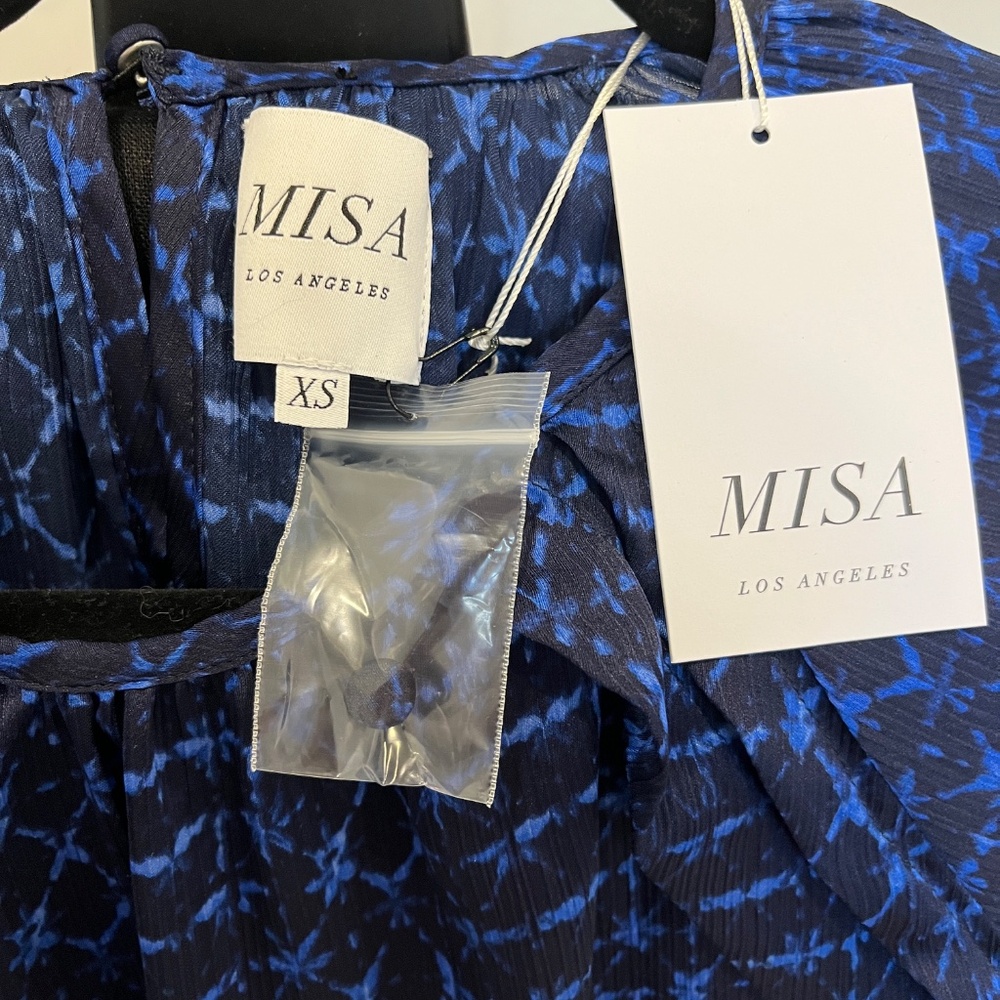 MISA Los Angeles Victoire Shibori Dyed Puff-Sleeve TopSz XS & Small - Picture 8 of 9